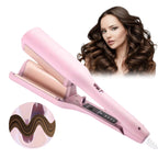 French Wave Curling Iron Crimper 32mm - Double Barrel Hair Waver Wand - Pink Deep Crimpers for Mermaid Beach Hair - Like New
