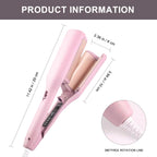 French Wave Curling Iron Crimper 32mm - Double Barrel Hair Waver Wand - Pink Deep Crimpers for Mermaid Beach Hair - Like New