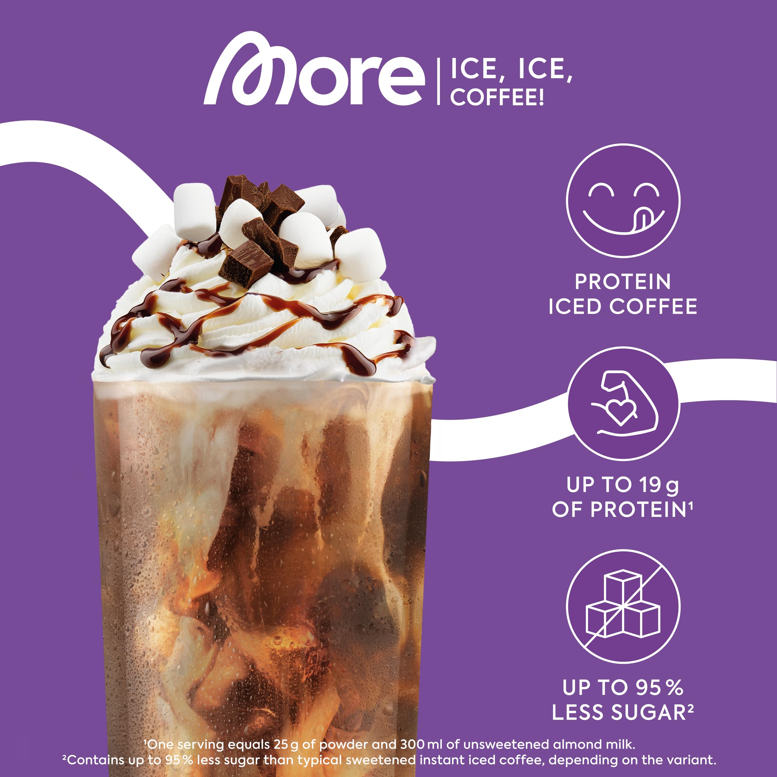 More Protein Iced Coffee S'Mores 500g - 20 Servings Protein Powder with Instant Coffee - Low Sugar & Fat - BBE 01/2027