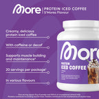 More Protein Iced Coffee S'Mores 500g - 20 Servings Protein Powder with Instant Coffee - Low Sugar & Fat - BBE 01/2027