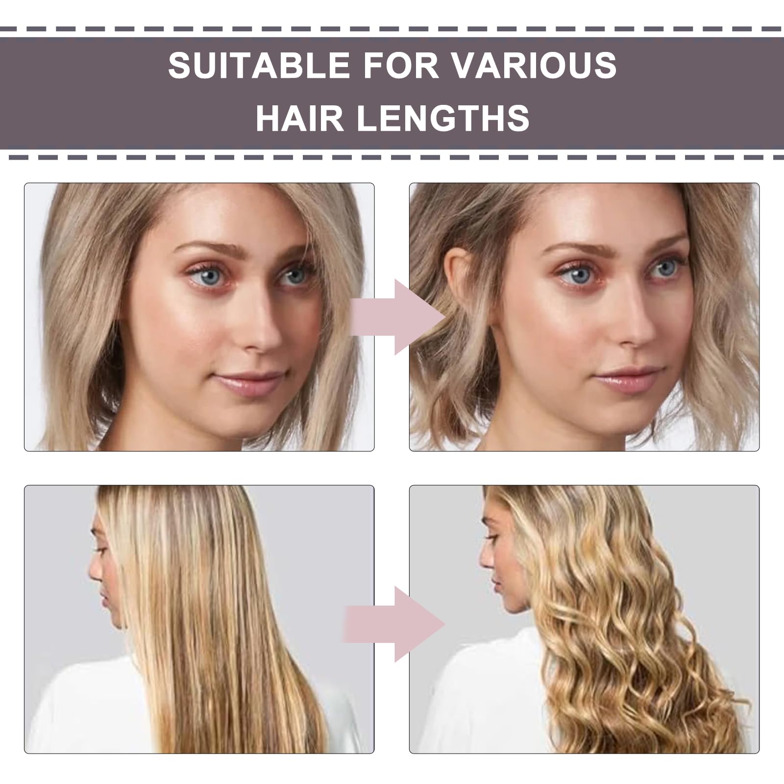 French Wave Curling Iron Crimper 32mm - Double Barrel Hair Waver Wand - Pink Deep Crimpers for Mermaid Beach Hair - Like New