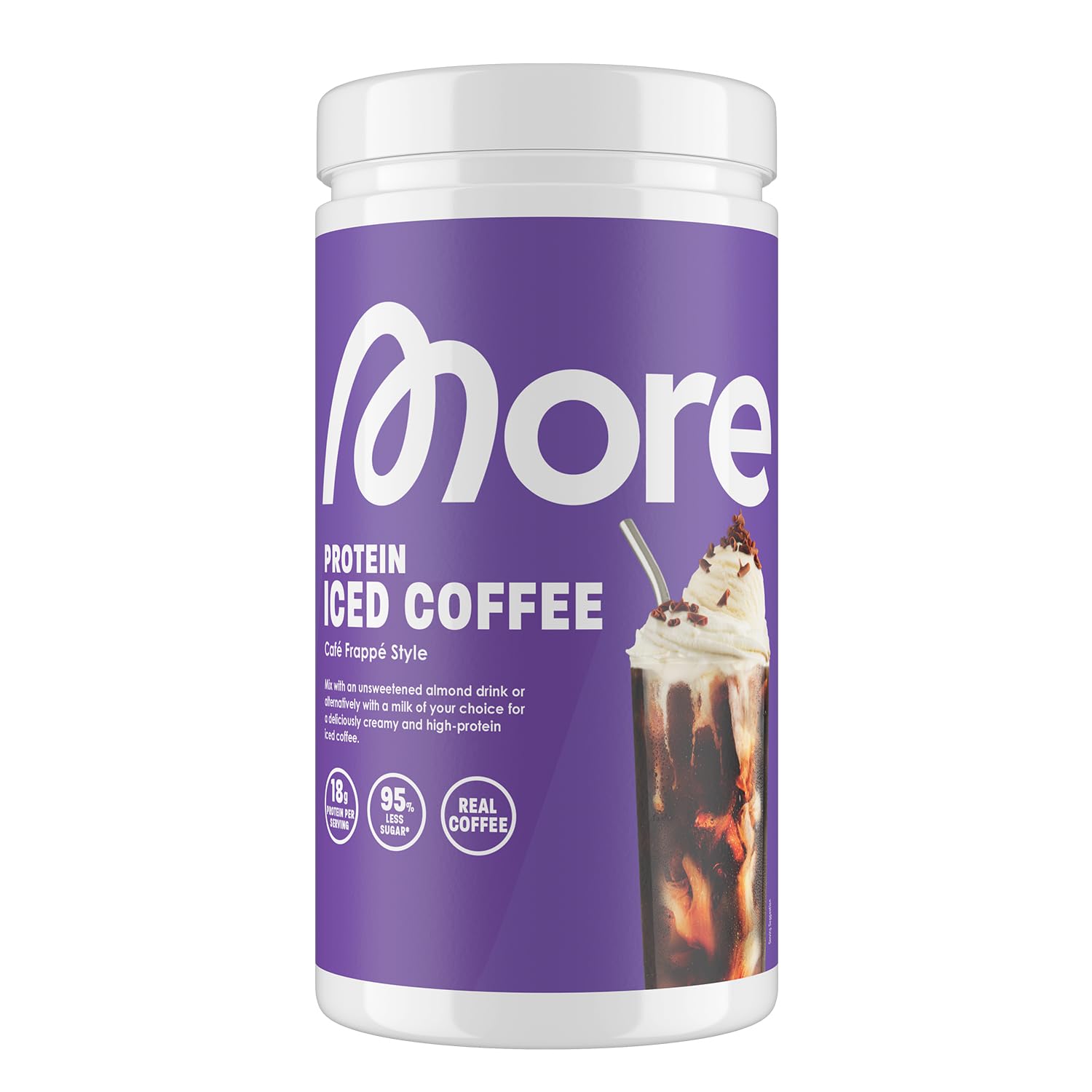 More Protein Iced Coffee S'Mores 500g - 20 Servings Protein Powder with Instant Coffee - Low Sugar & Fat - BBE 01/2027