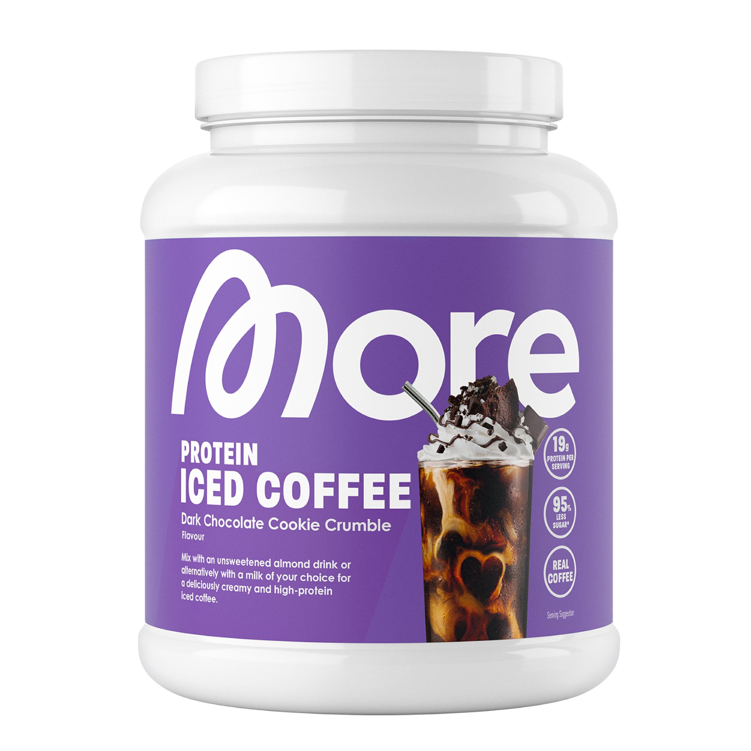 More Protein Iced Coffee S'Mores 500g - 20 Servings Protein Powder with Instant Coffee - Low Sugar & Fat - BBE 01/2027