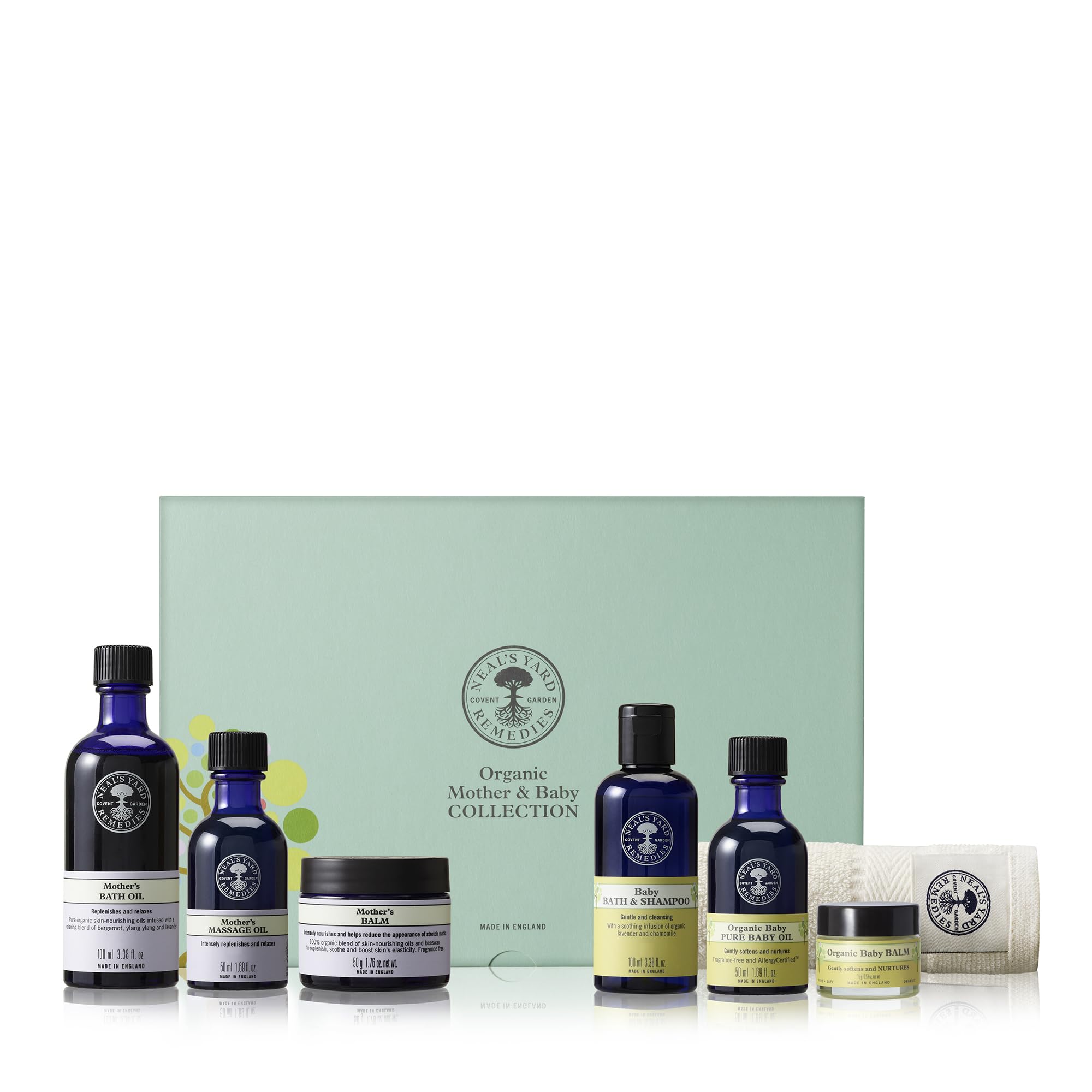 Neal's Yard Remedies Mother and Baby Collection Gift Set for New Mums 7 Piece Organic Skincare Kit for Delicate Skin Baby Shower Present - Damaged Box