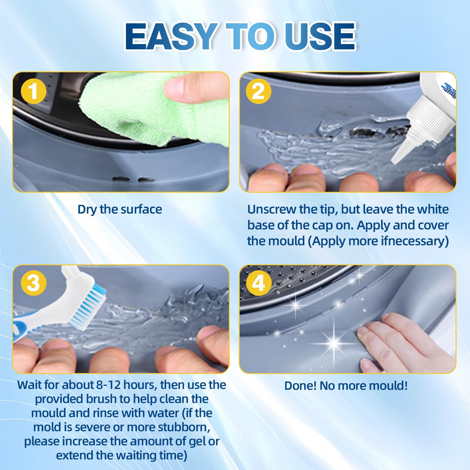 Sugemur Mould Remover Extreme Gel - 8 fl oz - Large Capacity for Washing Machine Seals, Grout, Shower, Caulk, Rubber Gaskets - Damaged Box