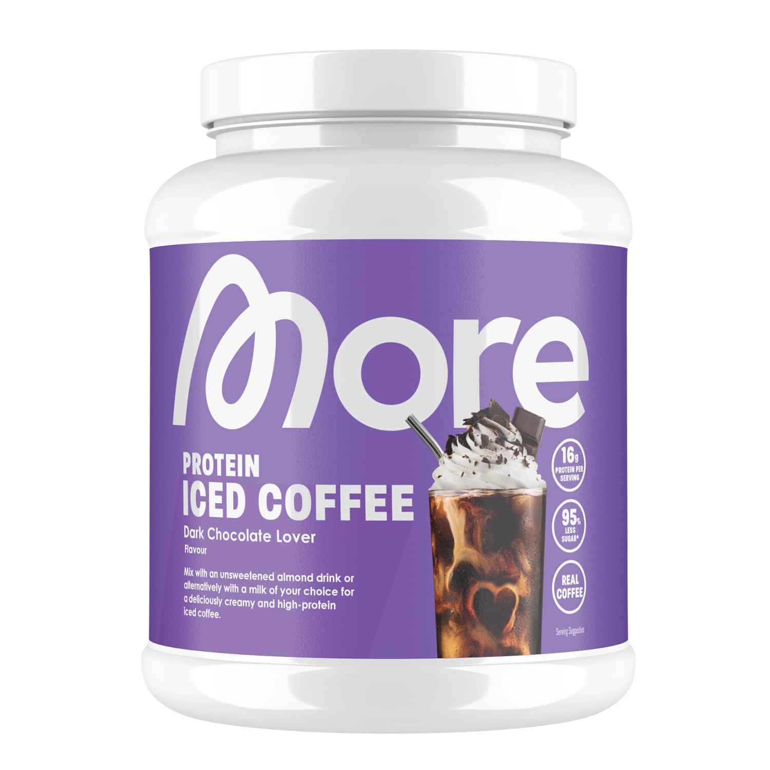 More Protein Iced Coffee S'Mores 500g - 20 Servings Protein Powder with Instant Coffee - Low Sugar & Fat - BBE 01/2027