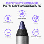 Wonderskin 1440 Longwear Eyeliner Pencil - Waterproof, Sharpenable, Smudge-Proof, Blueberry Blue Purple - Damaged Box