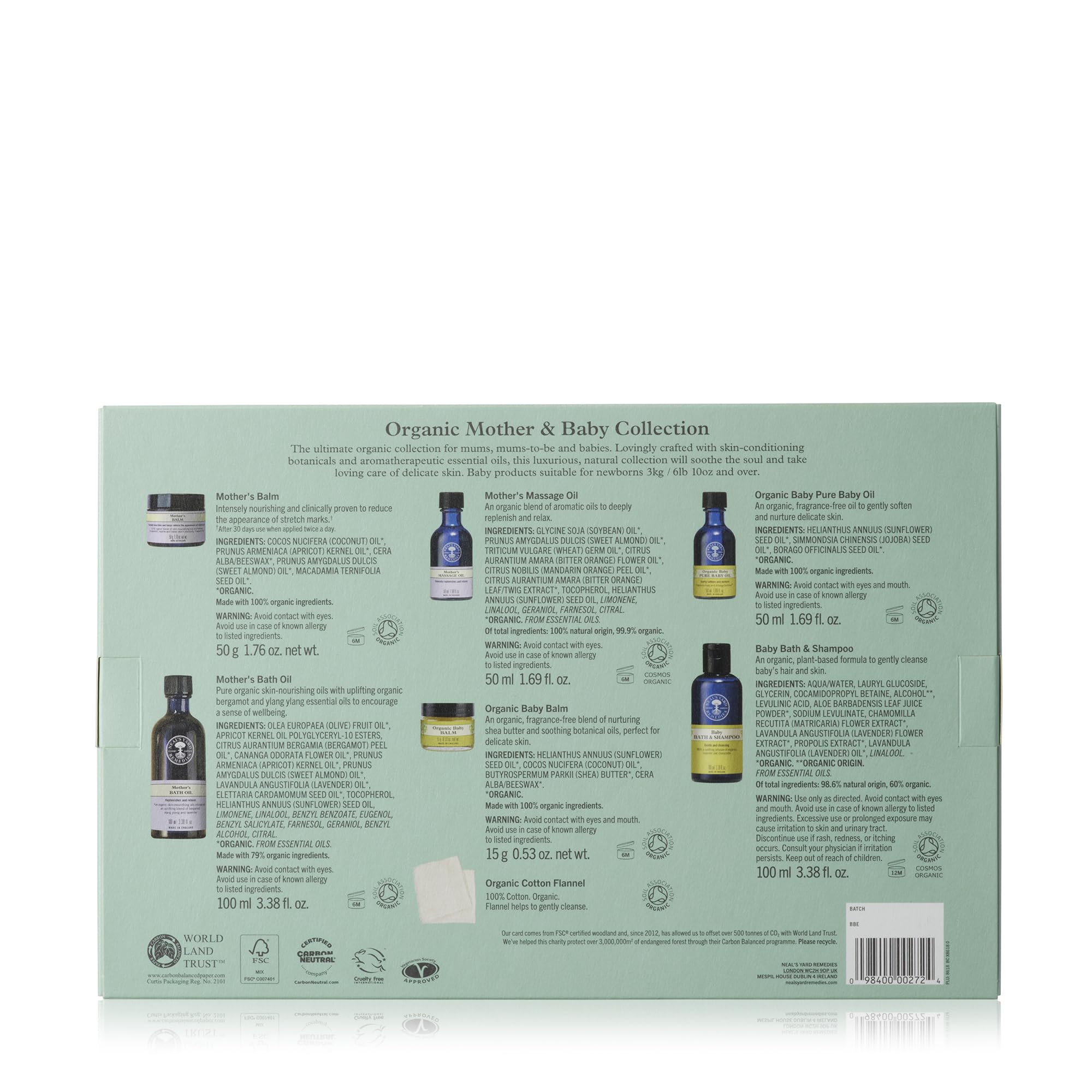 Neal's Yard Remedies Mother and Baby Collection Gift Set for New Mums 7 Piece Organic Skincare Kit for Delicate Skin Baby Shower Present - Damaged Box
