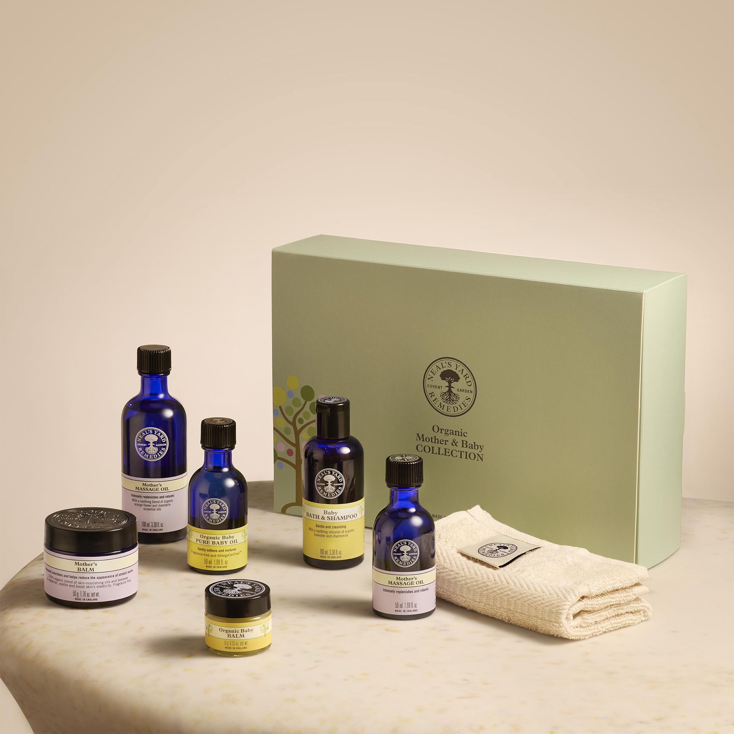 Neal's Yard Remedies Mother and Baby Collection Gift Set for New Mums 7 Piece Organic Skincare Kit for Delicate Skin Baby Shower Present - Damaged Box