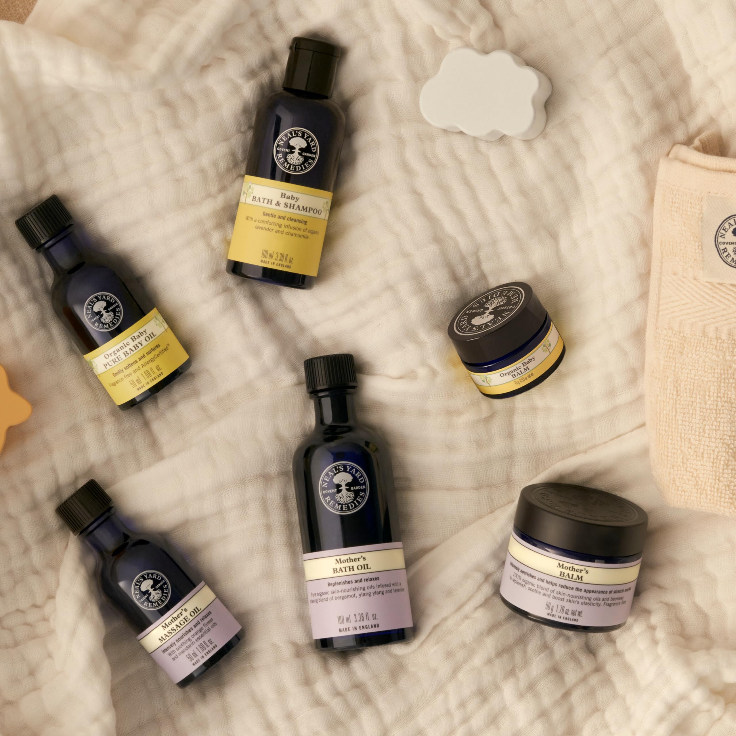 Neal's Yard Remedies Mother and Baby Collection Gift Set for New Mums 7 Piece Organic Skincare Kit for Delicate Skin Baby Shower Present - Damaged Box