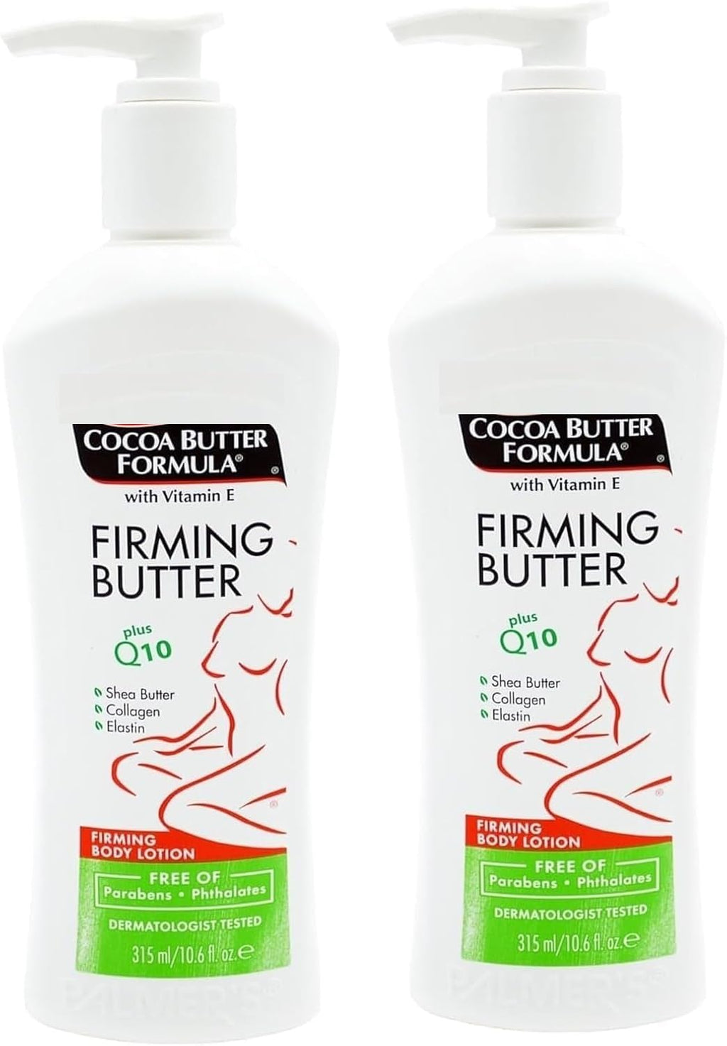 Cocoa Butter Formula Firming Lotion 315ml 2-Pack with Spatula - Vitamin E, Q10, Shea Butter - Hydrating Skin Moisturiser