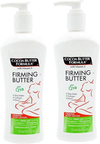 Cocoa Butter Formula Firming Lotion 315ml 2-Pack with Spatula - Vitamin E, Q10, Shea Butter - Hydrating Skin Moisturiser