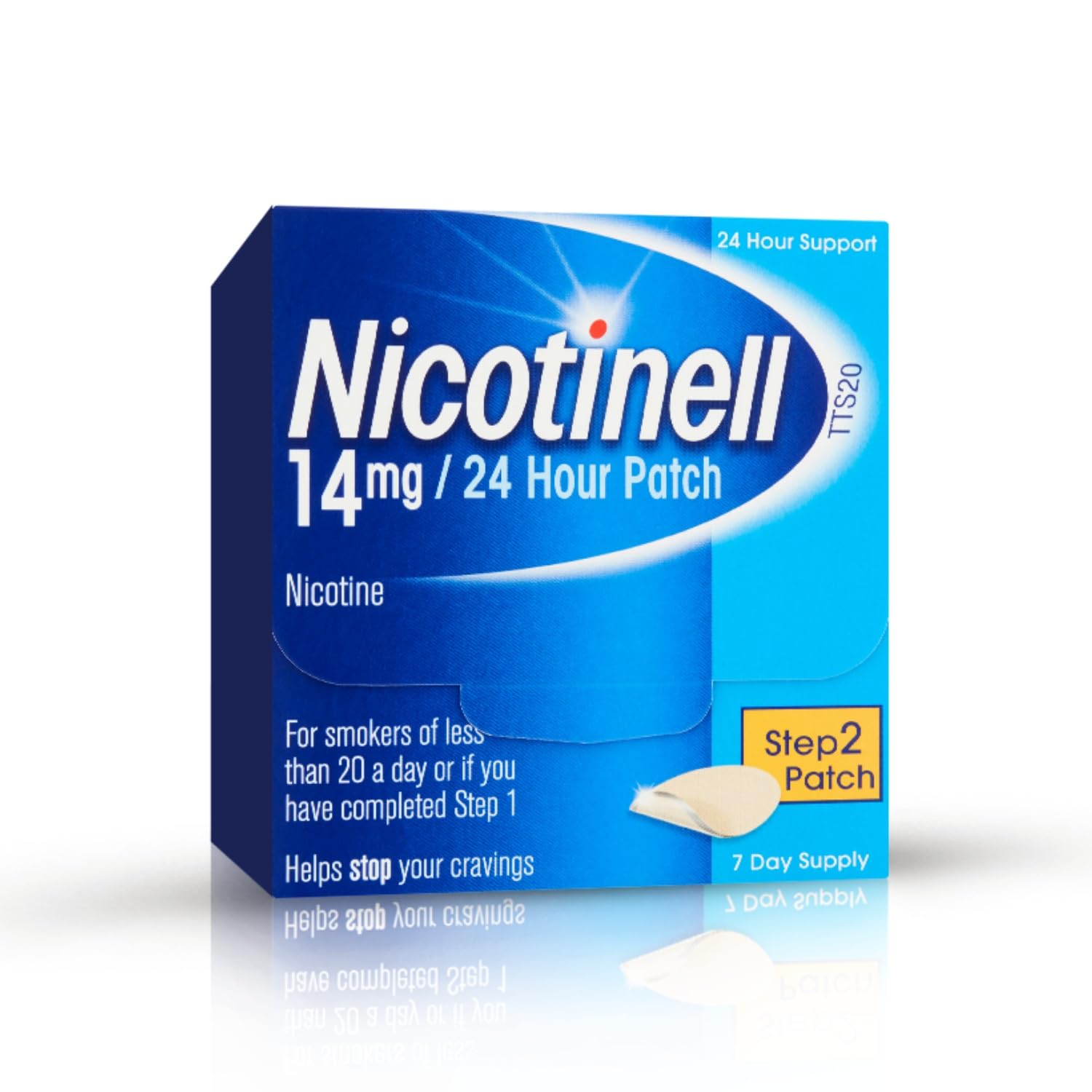 Nicotinell 14mg Nicotine Patches - 7 Patches, 24h Craving Control, Step 2 Moderate Smokers Stop Smoking Aid - BBE 07/2028