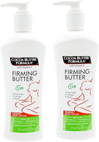 Cocoa Butter Formula Firming Lotion 315ml 2-Pack with Spatula - Vitamin E, Q10, Shea Butter - Hydrating Skin Moisturiser