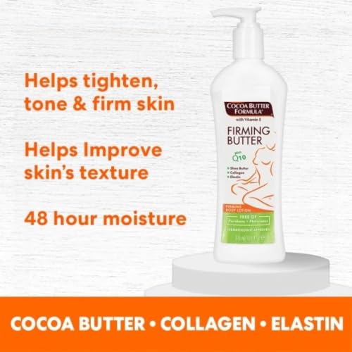 Cocoa Butter Formula Firming Lotion 315ml 2-Pack with Spatula - Vitamin E, Q10, Shea Butter - Hydrating Skin Moisturiser