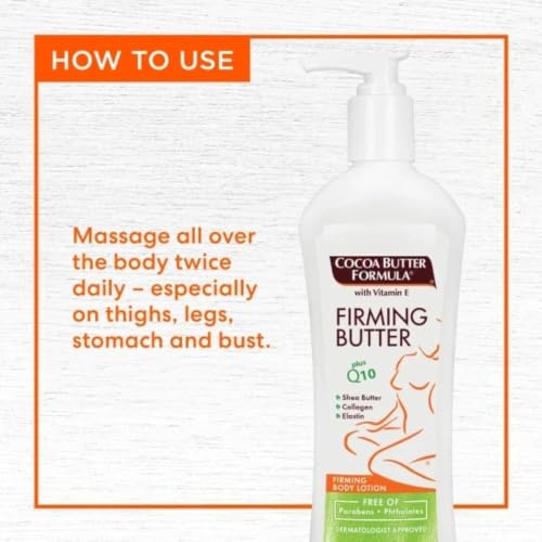 Cocoa Butter Formula Firming Lotion 315ml 2-Pack with Spatula - Vitamin E, Q10, Shea Butter - Hydrating Skin Moisturiser