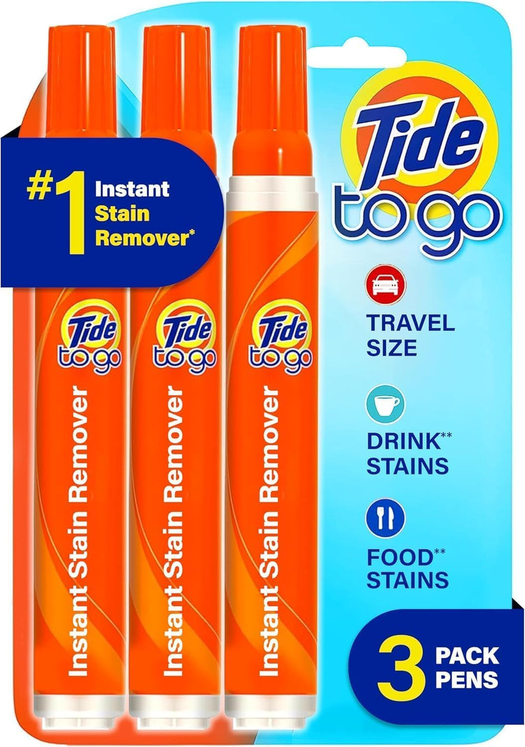Tide To Go Instant Stain Remover Pen - Travel & Pocket Size - 3 Count Laundry Spot Cleaner - Very Good