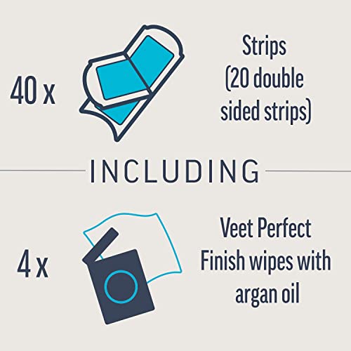 Veet Expert Cold Wax Strips 40 Count + 4 Wipes - Hair Removal Kit for Legs & Body - Sensitive Skin - Damaged Box