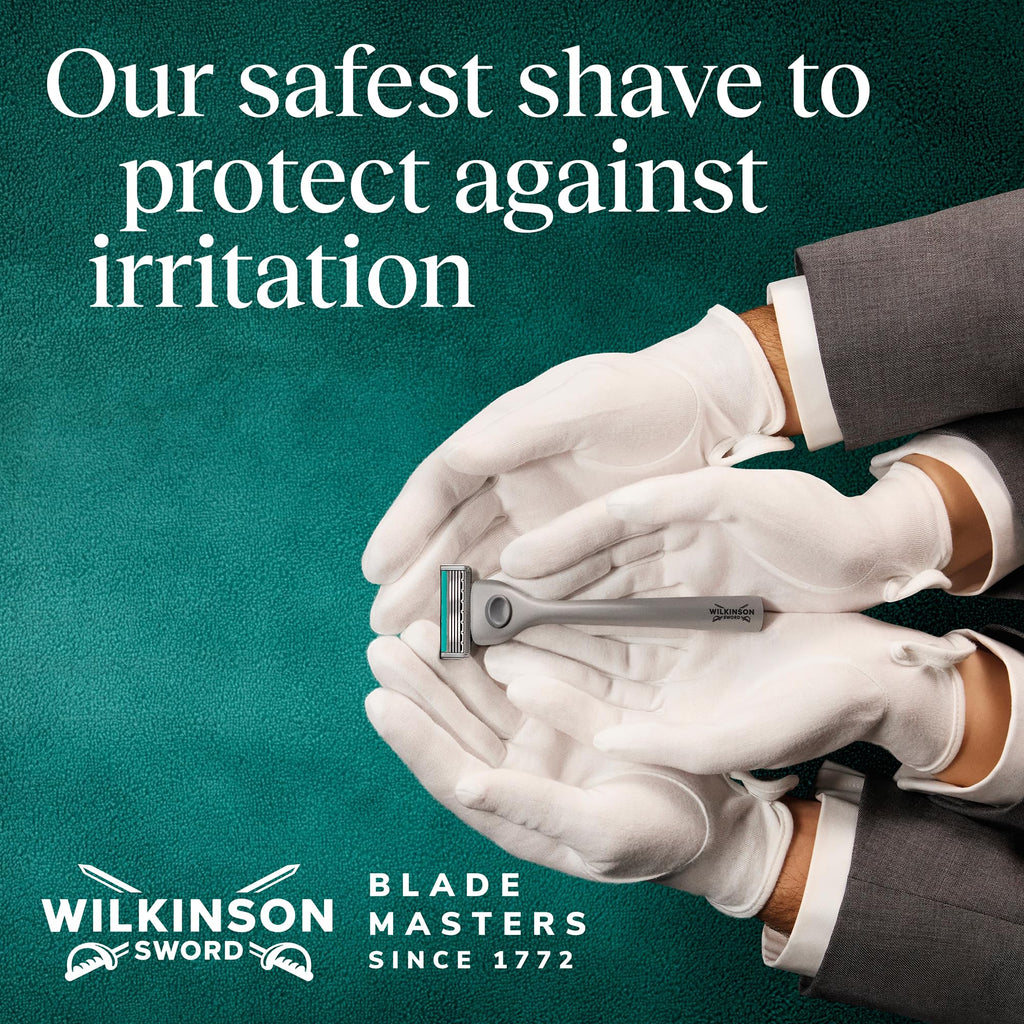 Wilkinson Sword Quattro Men's Razor Value Pack - Diamond Coated 4 Blades, Handle & 5 Refills - Damaged Box