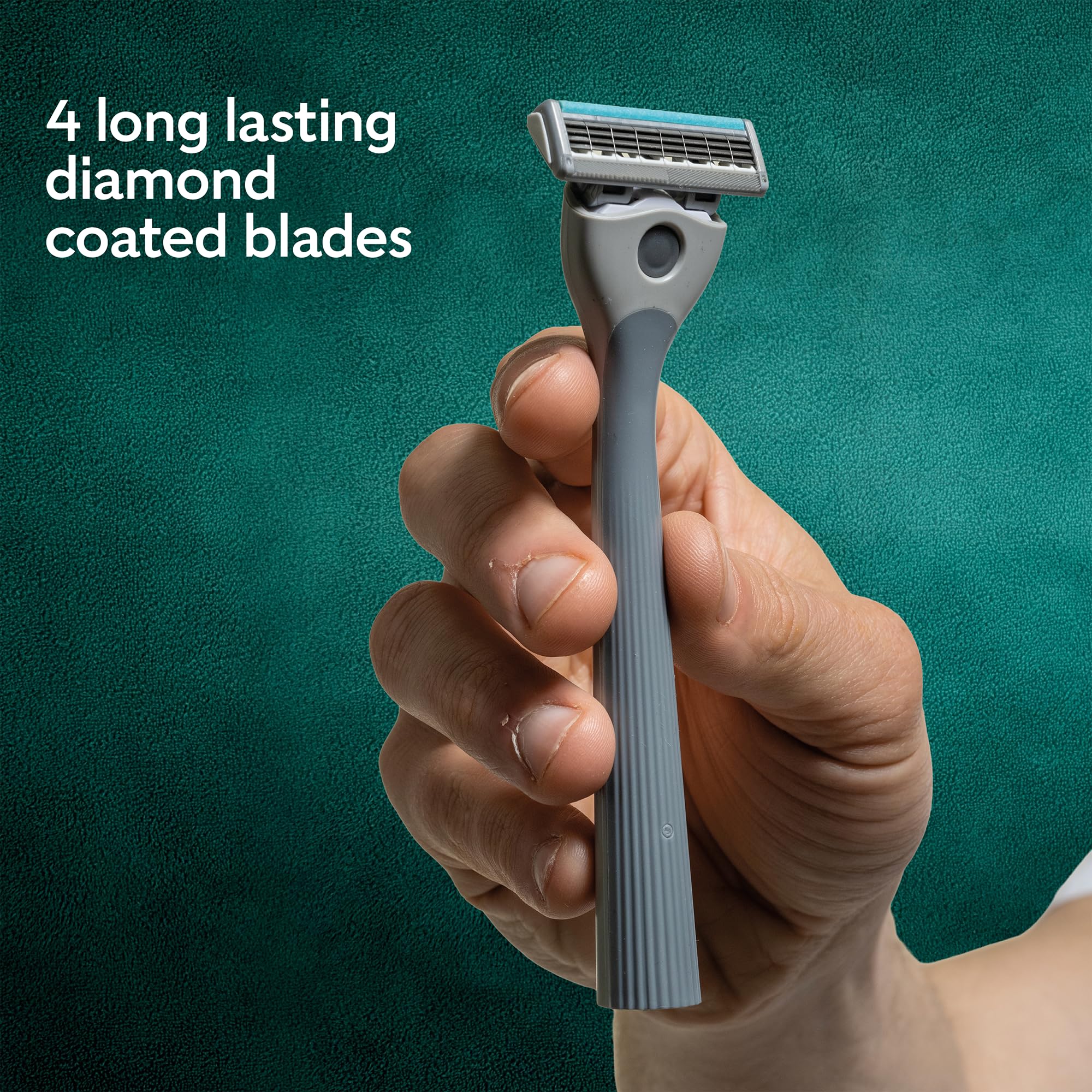 Wilkinson Sword Quattro Men's Razor Value Pack - Diamond Coated 4 Blades, Handle & 5 Refills - Damaged Box