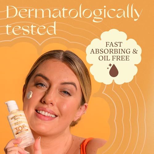 Hawaiian Tropic Hydrating Protection Face Sunscreen SPF 30 UVA plus UVB Protection, 50 ml, 12-Hour Moisturisation, Make Up Compatible, Water Resistant, Vegan