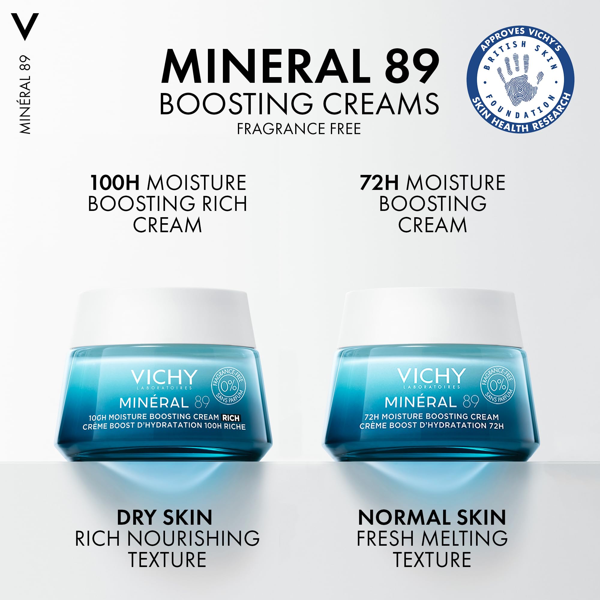 Vichy Min'eral 89 72H Moisture Boosting Cream, Fragrance-Free Face Moisturiser with Hyaluronic Acid & Squalane, 50ml, Hydrates, Plumps & Strengthens Skin Barrier. - Damaged Box