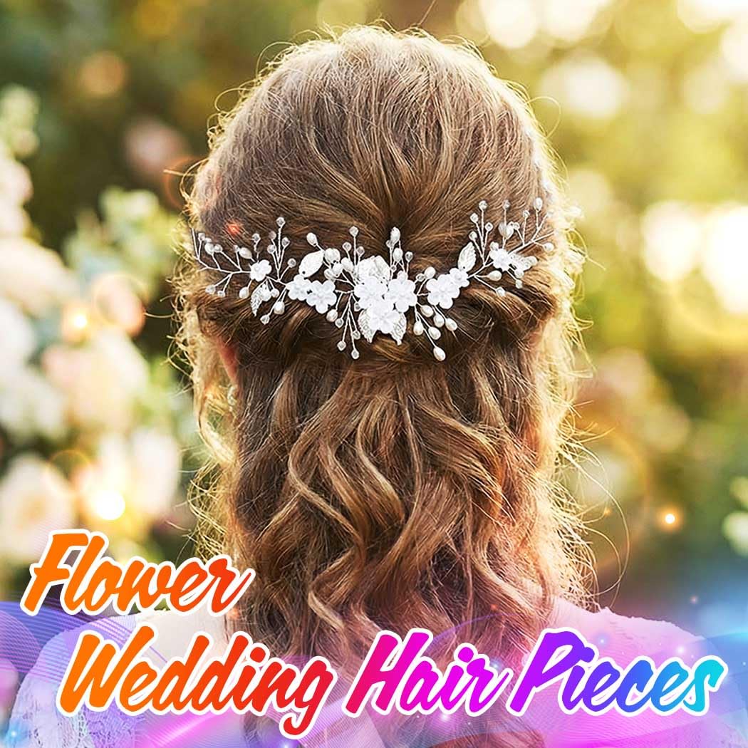Unicra Flower Wedding Hair Vine Leaf Bridal Headpiece Silver Pearl Hair Accessories for Women Girls