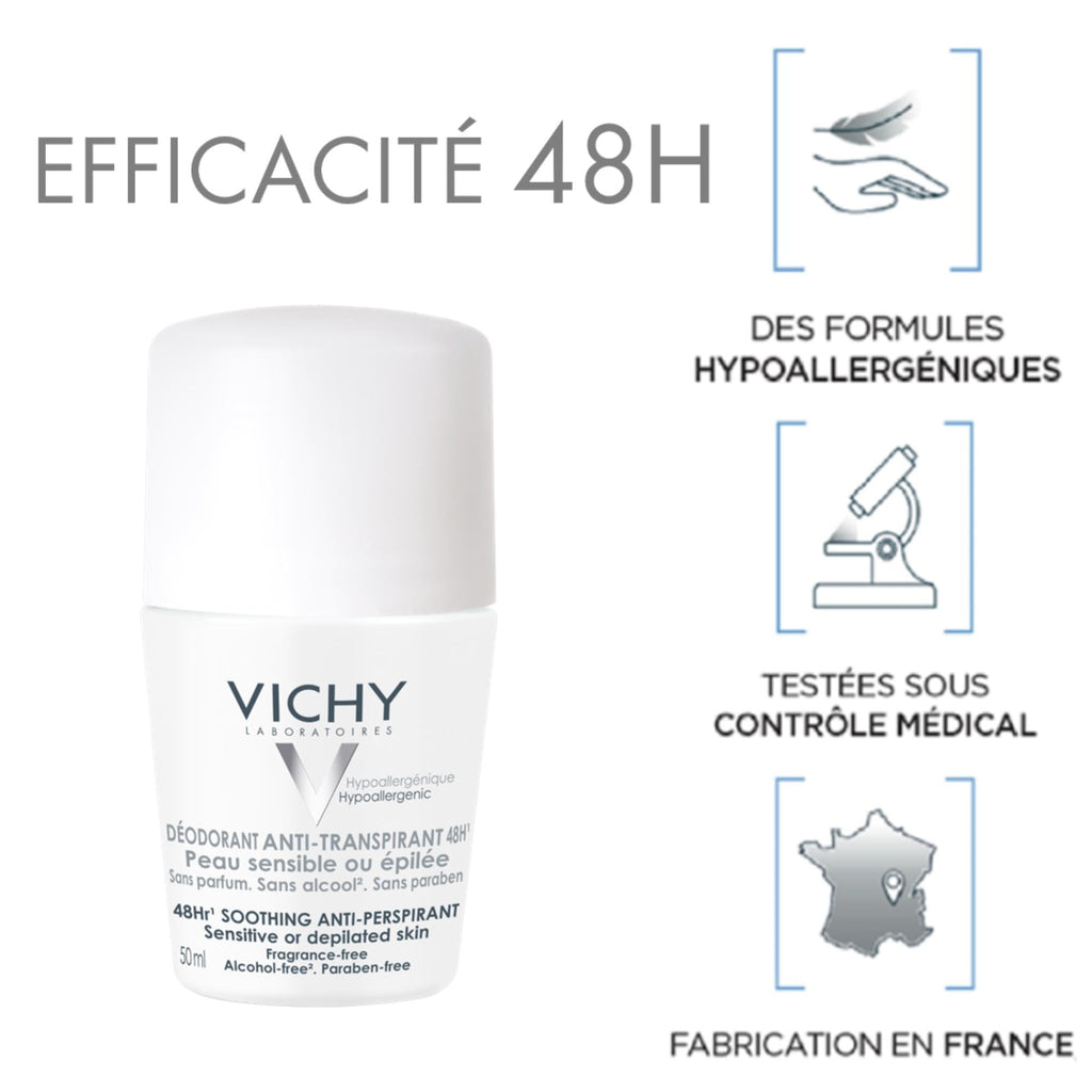 Vichy Deodorant Roll-On 48h Antiperspirant 2 x 50 ml - Damaged Box