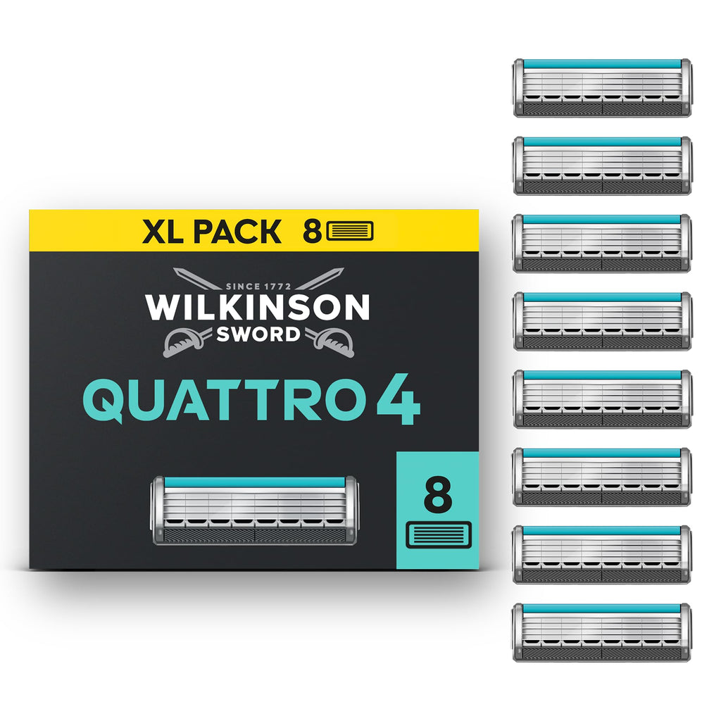 Wilkinson Sword Quattro Titanium Sensitive Razor Blades - 8 Pack Refills for Men