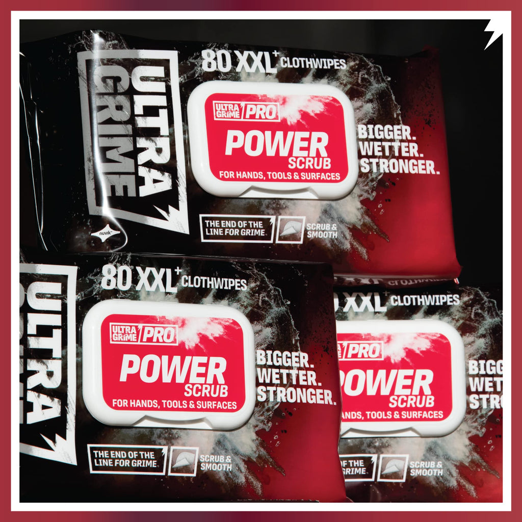 UltraGrime PRO Power Scrub Wet Wipes - Heavy-Duty Cleaning Cloths, Hand Wipes, Multi-Purpose, Alcohol-Free, 80 Pack
