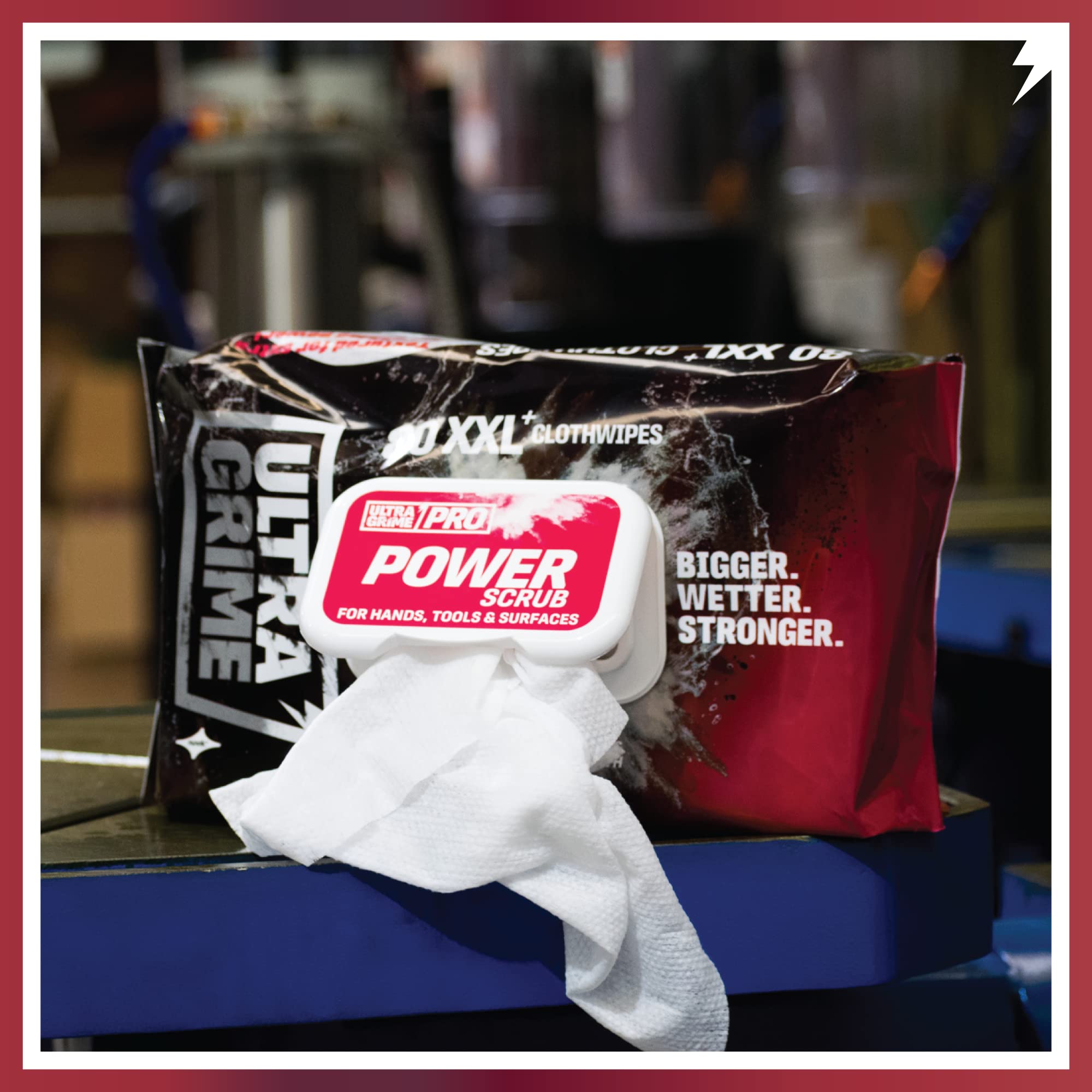 UltraGrime PRO Power Scrub Wet Wipes - Heavy-Duty Cleaning Cloths, Hand Wipes, Multi-Purpose, Alcohol-Free, 80 Pack