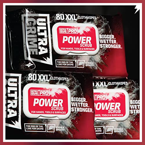 UltraGrime PRO Power Scrub Wet Wipes - Heavy-Duty Cleaning Cloths, Hand Wipes, Multi-Purpose, Alcohol-Free, 80 Pack