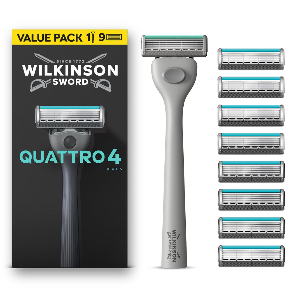 Wilkinson Sword Quattro Titanium Sensitive Razor Blades - 8 Pack Refills for Men