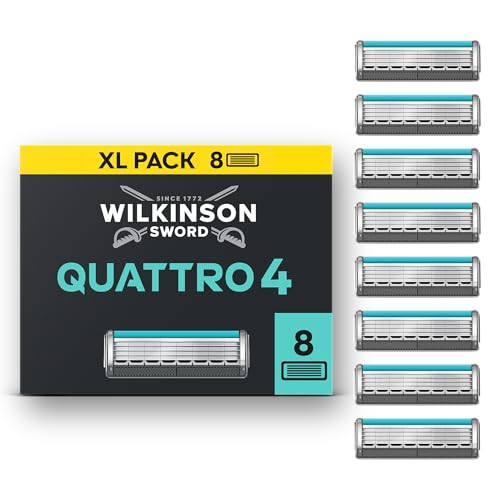 Wilkinson Sword Quattro Titanium Sensitive Razor Blades - 8 Pack Refills for Men