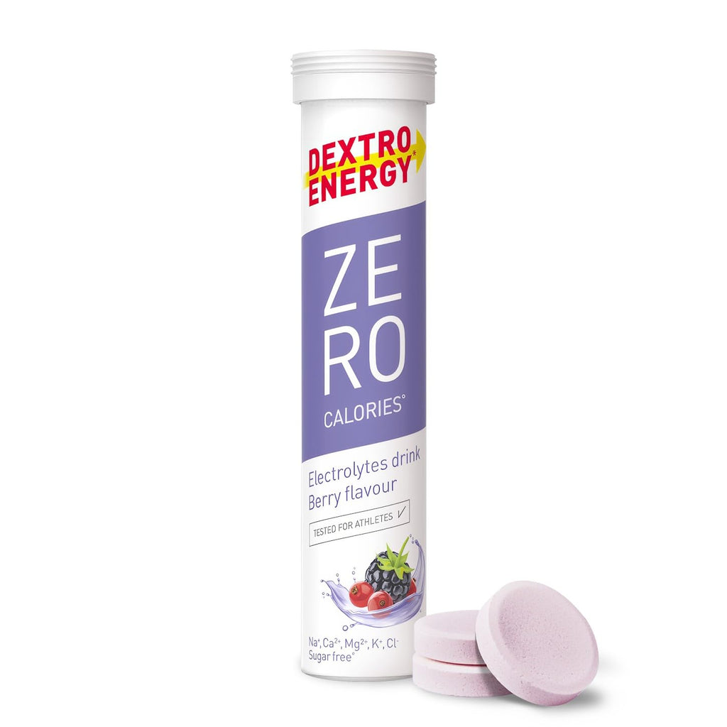 Dextro Energy Zero Calories I Recovery and Hydration Electrolyte Drink I Zero Effervescent Tablets I Berry | 3 Tubes, 60 Tablets | - BBE 05/2026