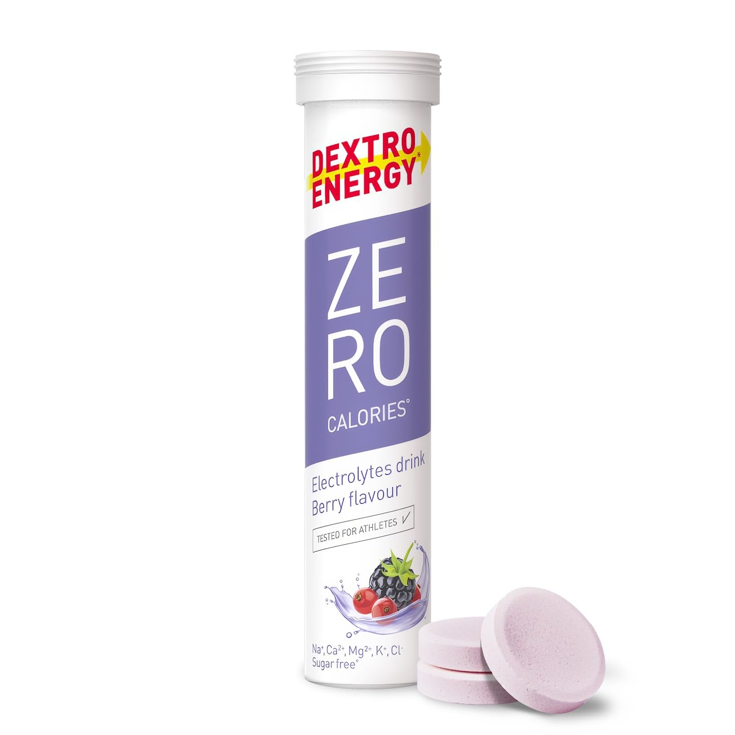 Dextro Energy Zero Calories I Recovery and Hydration Electrolyte Drink I Zero Effervescent Tablets I Berry | 3 Tubes, 60 Tablets | - BBE 05/2026
