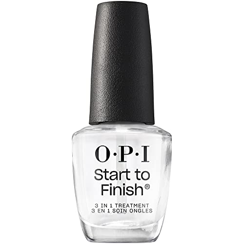 OPI Start to Finish 3-in-1 Nail Treatment - Base Coat, Top Coat & Strengthener with Vitamins A & E, Vegan 15ml