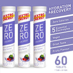 Dextro Energy Zero Calories I Recovery and Hydration Electrolyte Drink I Zero Effervescent Tablets I Berry | 3 Tubes, 60 Tablets | - BBE 05/2026