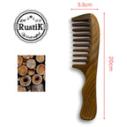 RustiK Sandalwood Wide Tooth Comb - Wooden, Anti-Static Detangling Hair Brush for Curls & Thick Hair - Damaged Box