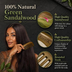 RustiK Sandalwood Wide Tooth Comb - Wooden, Anti-Static Detangling Hair Brush for Curls & Thick Hair - Damaged Box