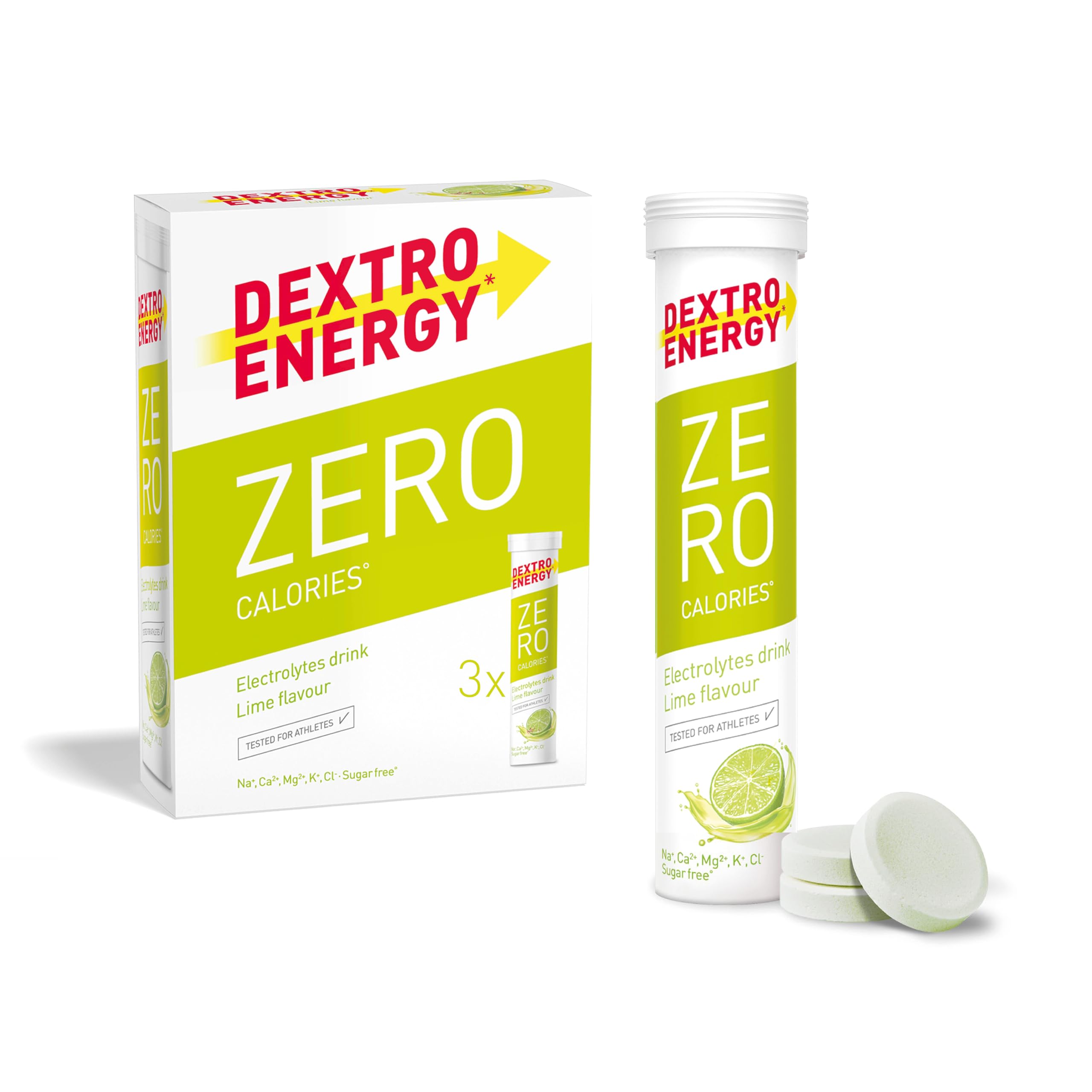 Dextro Energy Zero Calories I Recovery and Hydration Electrolyte Drink I Zero Effervescent Tablets I Berry | 3 Tubes, 60 Tablets | - BBE 05/2026