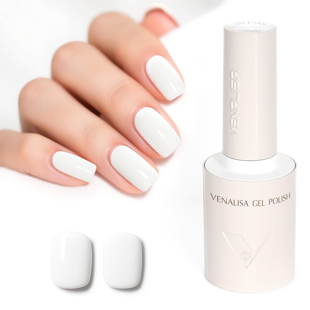 Venalisa Gel Nail Polish White 10ml - UV LED Soak Off Varnish for Nail Art Design 5056