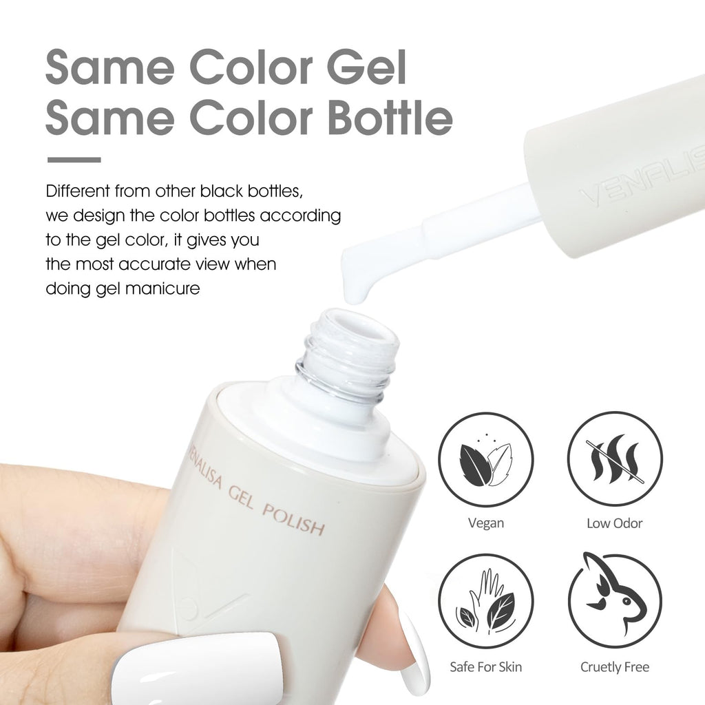 Venalisa Gel Nail Polish White 10ml - UV LED Soak Off Varnish for Nail Art Design 5056