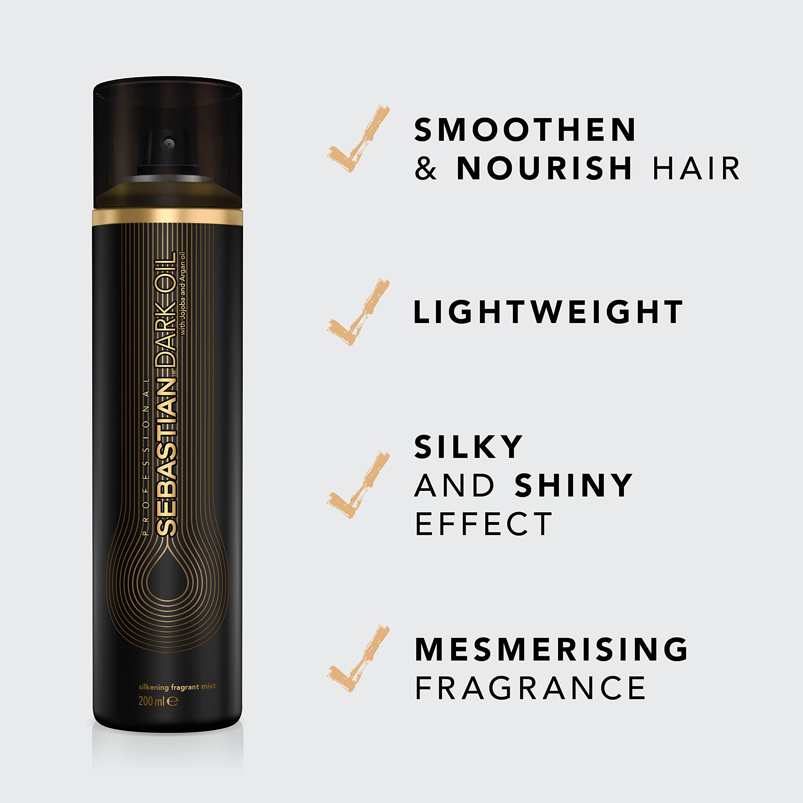 Sebastian Professional Dark Oil Hair Mist - Smoothing & Conditioning Spray for All Hair Types, 200ml - Damaged Box