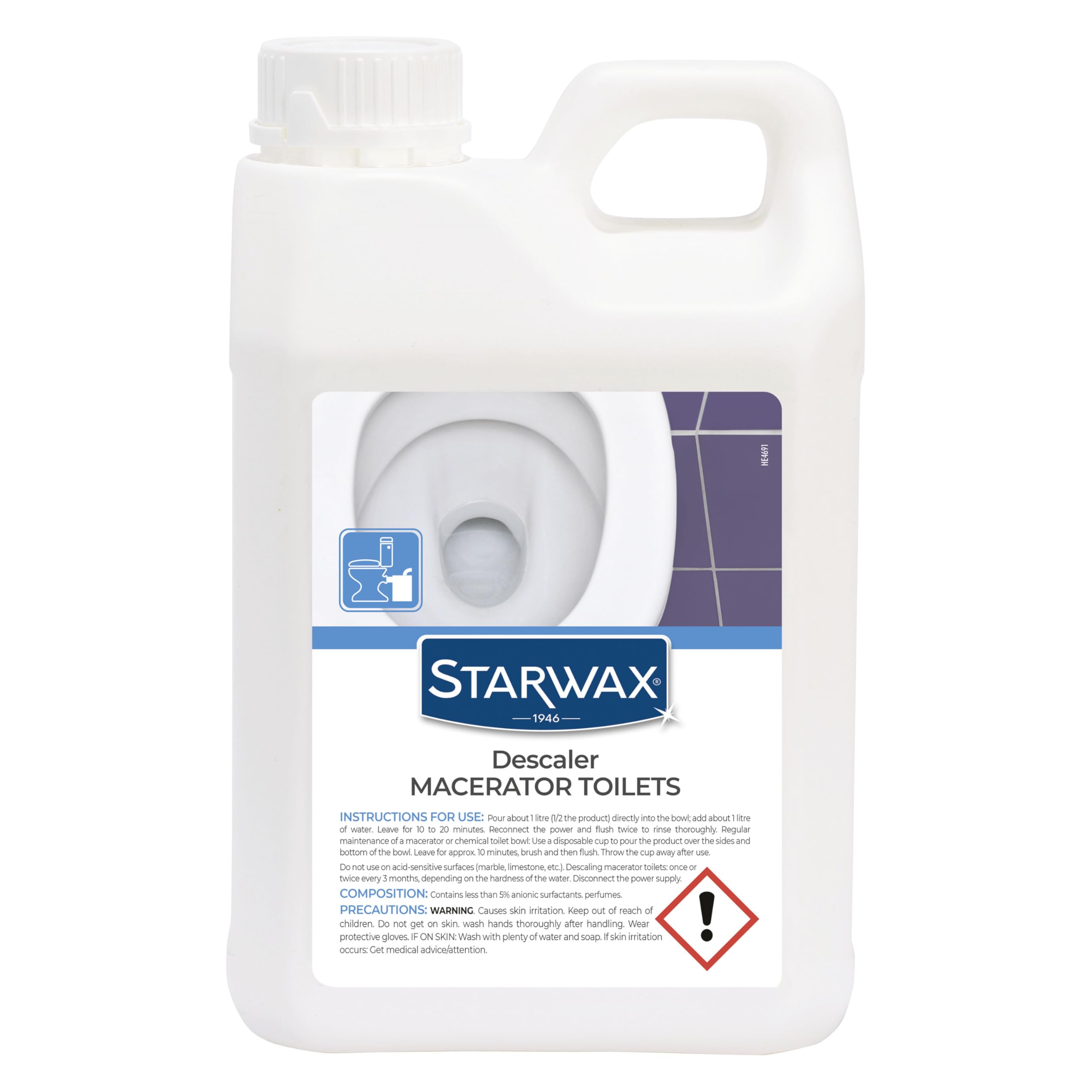 STARWAX Descaling Deep-Cleaning Toilet Powder 1kg - Extreme Stubborn Stains Shock-Action Restores Bowl Surfaces