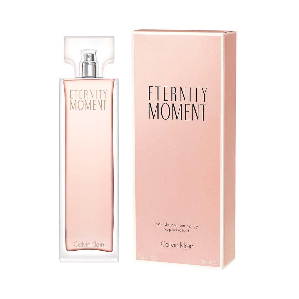 CALVIN KLEIN Eternity Moment - Eau de Parfum for Women - Floral Fragrance with Notes of Sweet Lychee, Pink peony and Raspberry Cashmere - High Longevity - 50 ml - Damaged Box