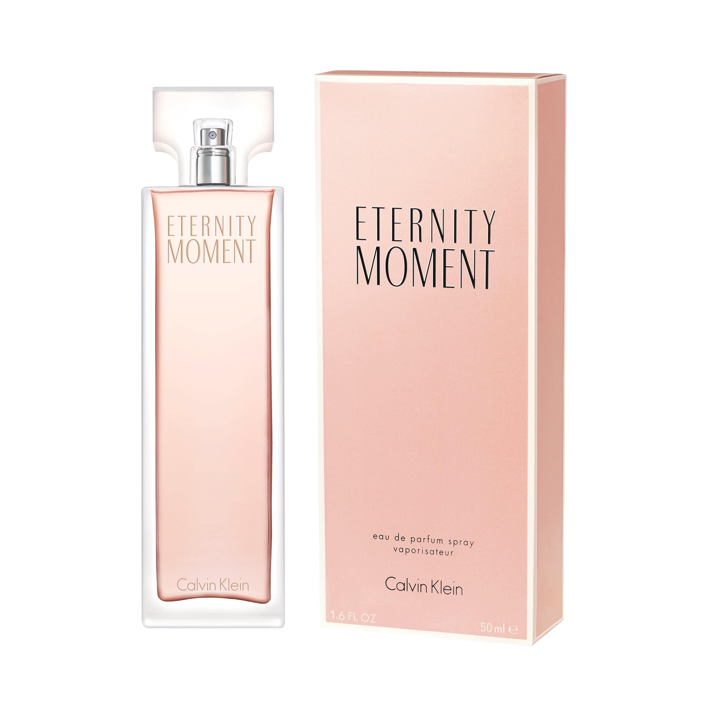 CALVIN KLEIN Eternity Moment - Eau de Parfum for Women - Floral Fragrance with Notes of Sweet Lychee, Pink peony and Raspberry Cashmere - High Longevity - 50 ml - Damaged Box