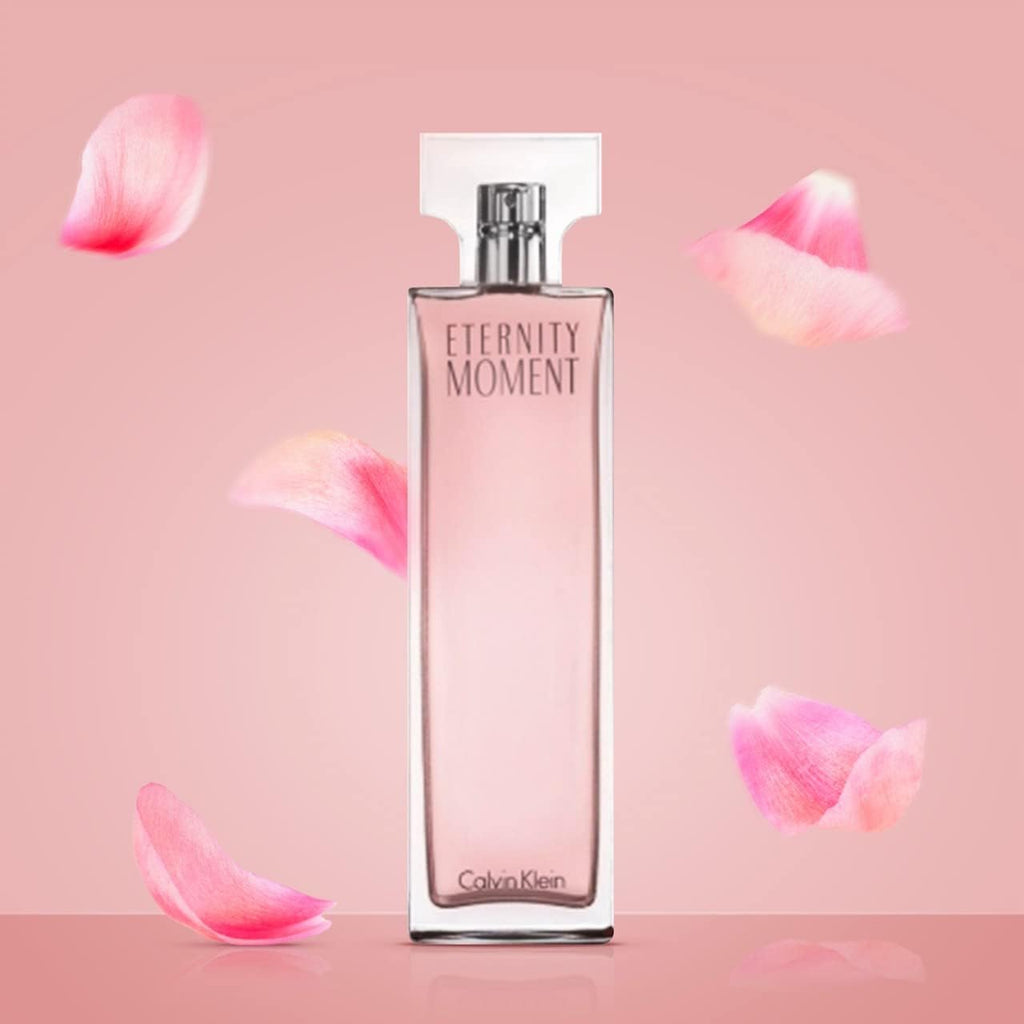 CALVIN KLEIN Eternity Moment - Eau de Parfum for Women - Floral Fragrance with Notes of Sweet Lychee, Pink peony and Raspberry Cashmere - High Longevity - 50 ml - Damaged Box