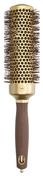 Olivia Garden Expert Blowout Speed - Gold & Brown - 45 - Ceramic Coated Round Brush with Extra Long Barrel for 25% Faster Blowouts