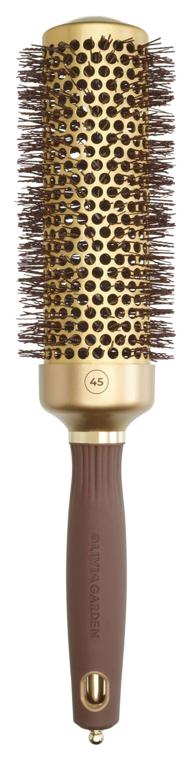 Olivia Garden Expert Blowout Speed - Gold & Brown - 45 - Ceramic Coated Round Brush with Extra Long Barrel for 25% Faster Blowouts